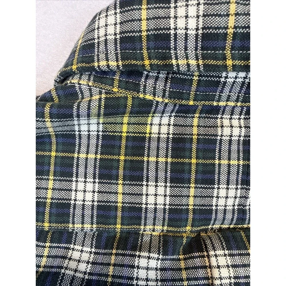 Ralph Lauren Classic Fit Gordon Tartan Plaid Shirt Small S Green Navy Yellow RL